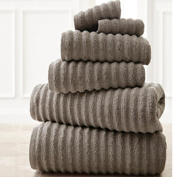 Spring Bloom 6-pc. Wavy Luxury Spa Collection Cotton Bath Towel Set - Gray