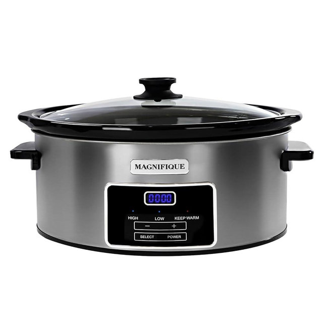 8-Quart Digital Programmable Slow Cooker with Timer - Small Kitchen Appliance for Family Dinners - Serves 10+ People - Heat Settings: Keep Warm, Low and High