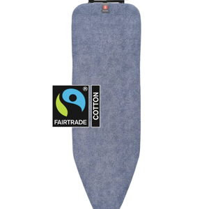 Brabantia Comfort Ironing Board with Left/Right Adjustable Steam Iron Rest | Medium (Size B) | Fairtrade Denim Blue Cover | Adjustable Height (27-38"), Easy Fold, Anti-Collapse Lock, Non-Slip Feet