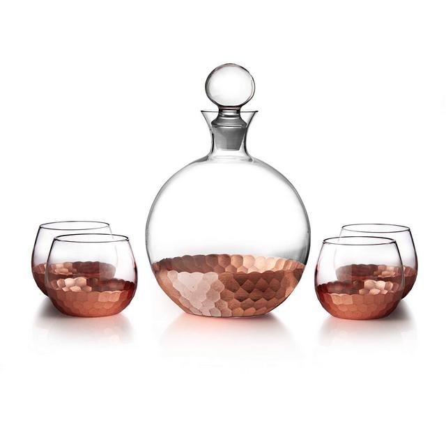 Fitz and Floyd Daphne 5 Piece Decanter Set, Copper