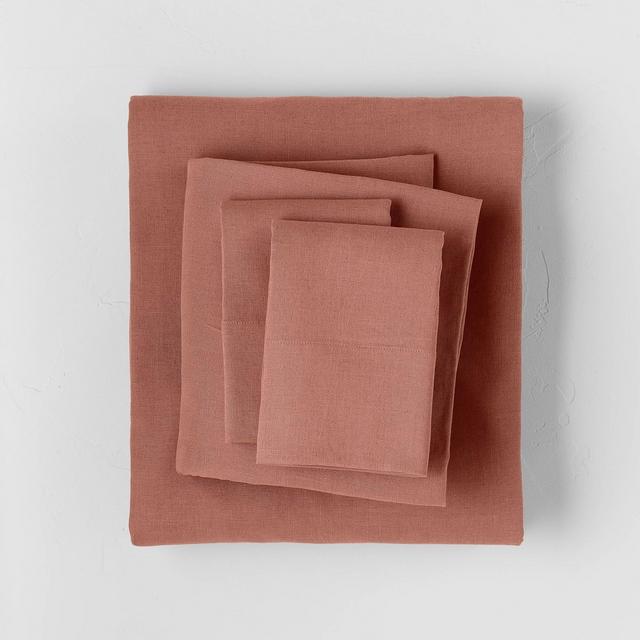 Queen Linen Blend Sheet Set Terracotta - Casaluna™