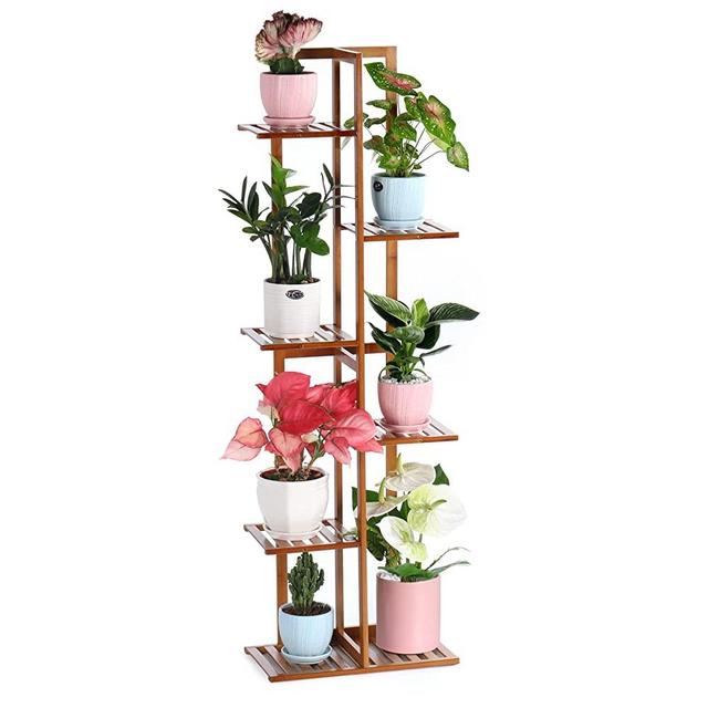 Gar-Life Bamboo Plant Stand for Indoor&Outdoor Plants 6 Tier 7 Potted Multiple Flower Pots Holder Shelf Rack Display Stand for Patio Garden, Living Room, Corner Balcony and Bedroom (Brown)