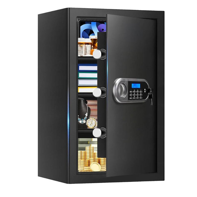 5.2 Cuft Large Safes for Home Use Fire and Water Proof, Anti-Theft Digital Security Safe Box With Programmable Keypad & Spare Keys, Home Safes Water and Fireproof for Money Valuables