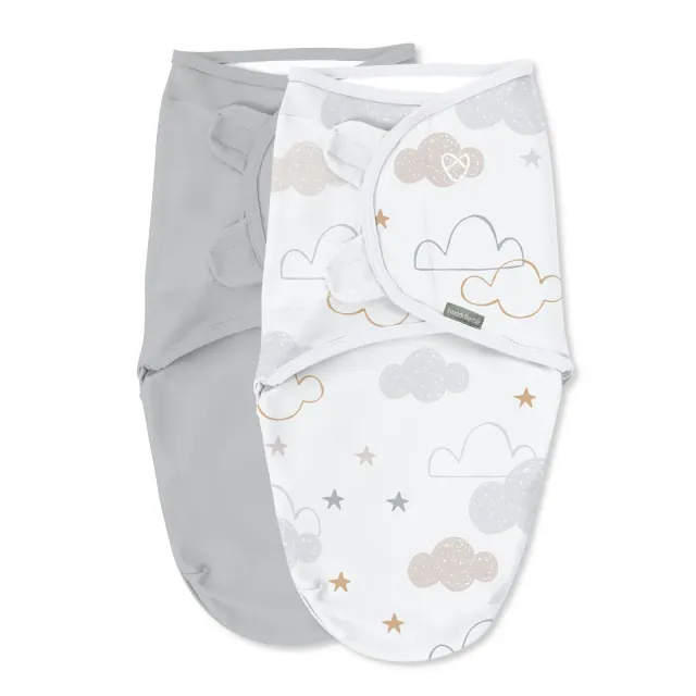 SwaddleMe by Ingenuity Original Swaddle - Space & Clouds - 0-3 Months - 2pk: Cotton, Knitted, Classic Patterns