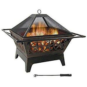 F2C Outdoor Heavy Steel 24" Fire Pit Wood Burning Fireplace Patio Backyard Heater Steel Firepit Bowl