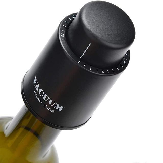 Wine Bottle Stoppers,Real Vacuum Champagne Stoppers,Reusable Wine Preserver,Wine Corks Keep Fresh,Best Gifts for Wine Lovers for christmas gifts (Black1)