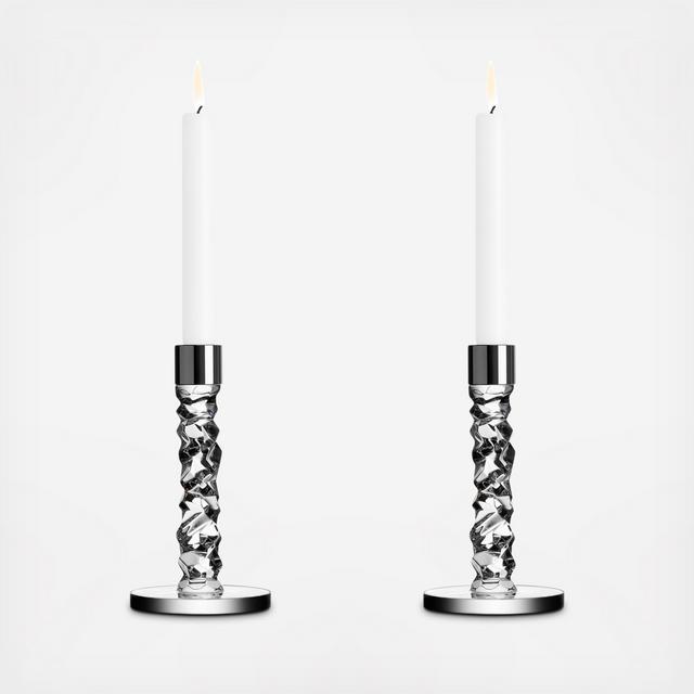 Silver Carat Candlestick, Set of 2
