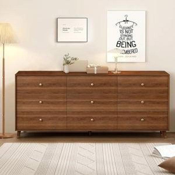 9 Drawer Dresser for Bedroom (Walnut)