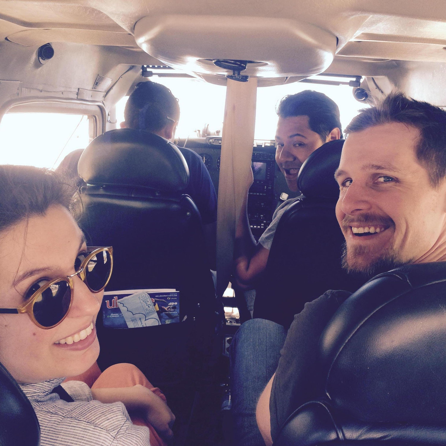 In a tiny plane!