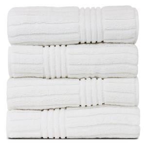 Bare Cotton - BC BARE COTTON Luxury Hotel & Spa Towel 100% Natural Turkish Cotton Ribbed Channel Pattern Bath (Set of 4), White
