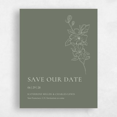 Dark Sage, Green Wedding Save the Date - Ahlers Portrait