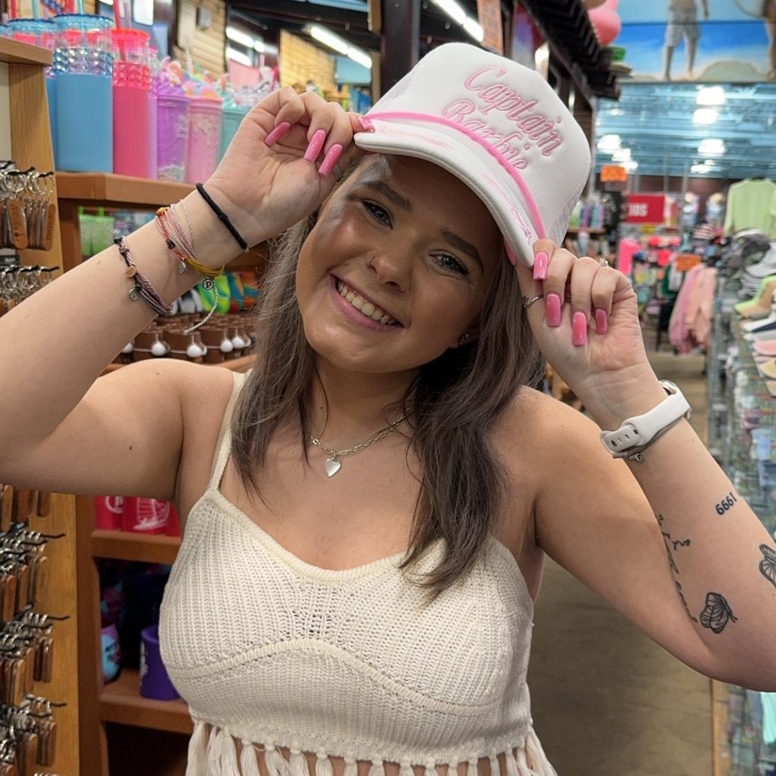 May 2024: Baleigh found a hat for Morgan on their beach trip. This hat did end up coming home with them!