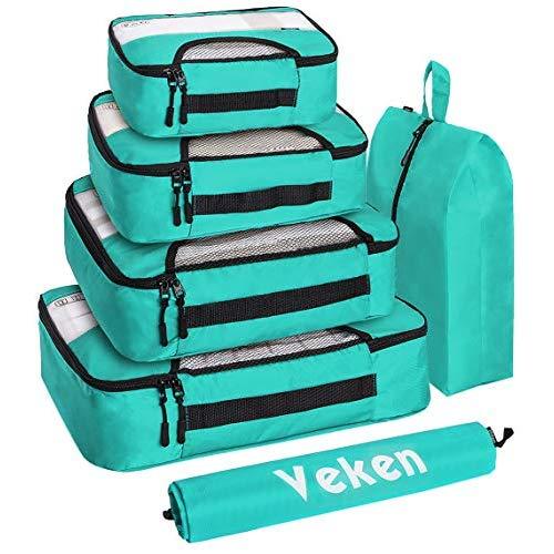 Veken 6 Set Packing Cubes, Travel Luggage Organizers with Laundry Shoe Bag