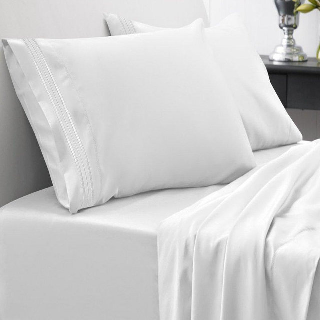 Sweet Home Collection 1800 Thread Count 21" DEEP Pocket Sheet Soft Egyptian Quality Brushed Microfiber Luxury Bedding Set with Flat, Fitted, 2 Pillow Cases, Extra King, White