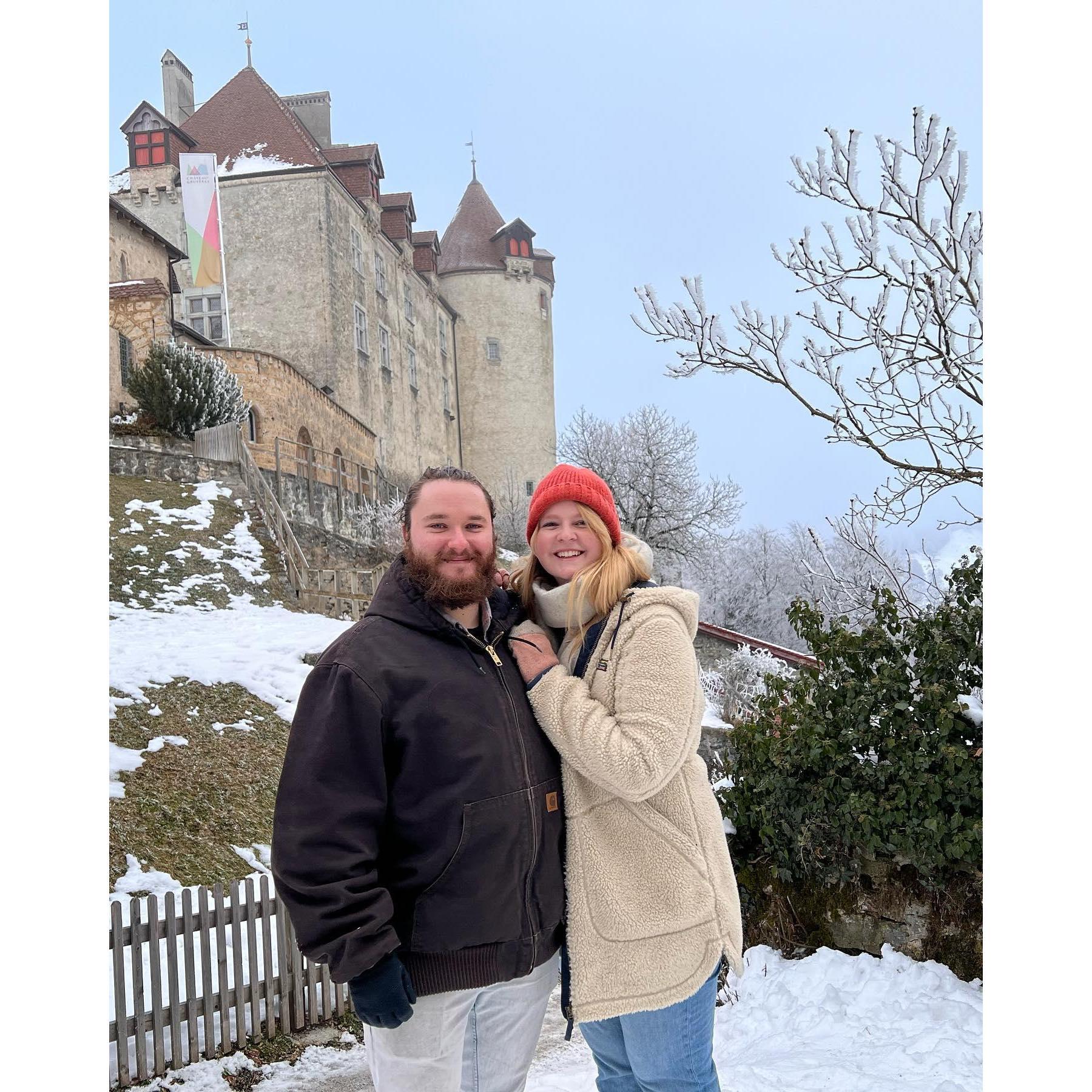 Cheesin' on our trip to Gruyere Switzerland!