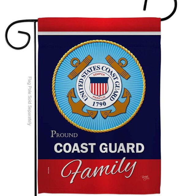 Coast Guard Proudly Family Garden Flag Armed Forces USCG Semper Paratus United State American Military Veteran Retire Official Small Gift Yard House Banner Double-Sided Made In USA 13 X 18.5
