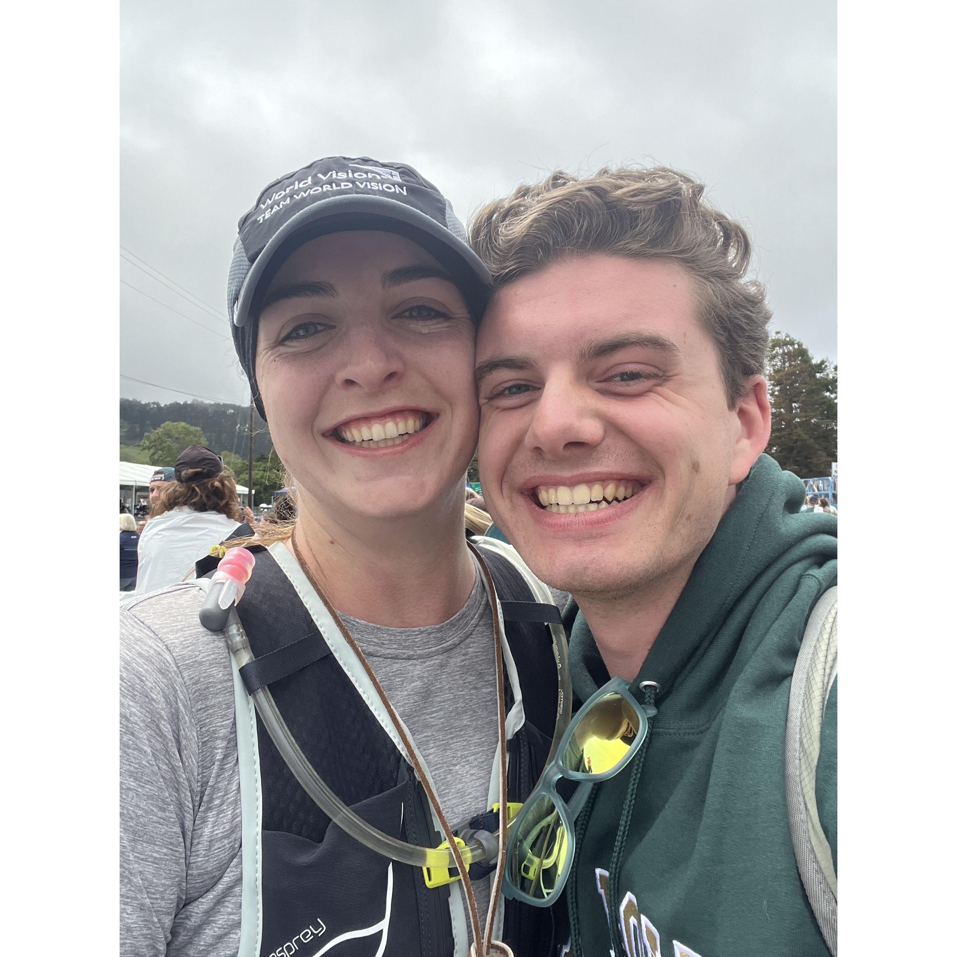 April 30, 2023 Katherine completed the Big Sur Marathon and Ryan was waiting at the finish line for her.