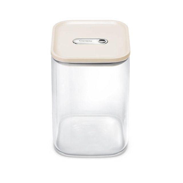 Caraway 4qt Glass Airtight Food Storage Container with Lid – Non-Toxic, BPA-Free Kitchen Storage Container – Stackable, Space-Saving Airtight Container for Dry Goods and More - Cream