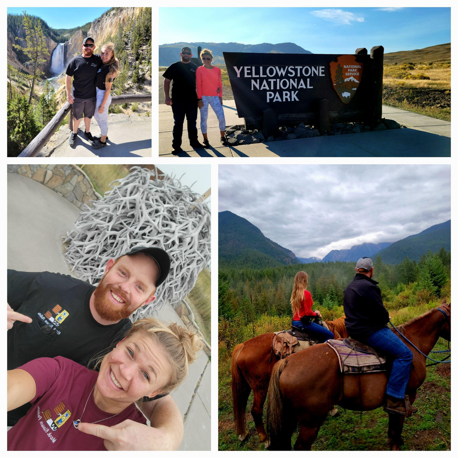 Yellowstone Falls, Yellowstone National Park sign, Bucket list - horseback riding in the Montana mountains, First day of first trip out west - Montana