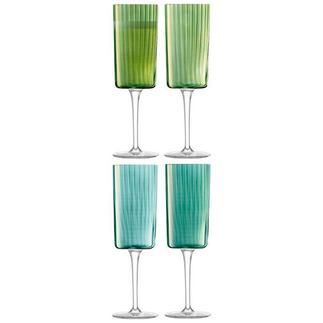 Gems Champagne Glasses, Set of 4 - Assorted Jade