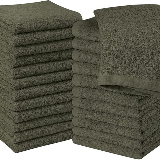 Utopia Towels Cotton Washcloths Set - Pack of 24 - 100% Ring Spun Cotton, Premium Quality Flannel Face Cloths, Highly Absorbent and Soft Feel Fingertip Towels (24 Pack, Dusty Olive)