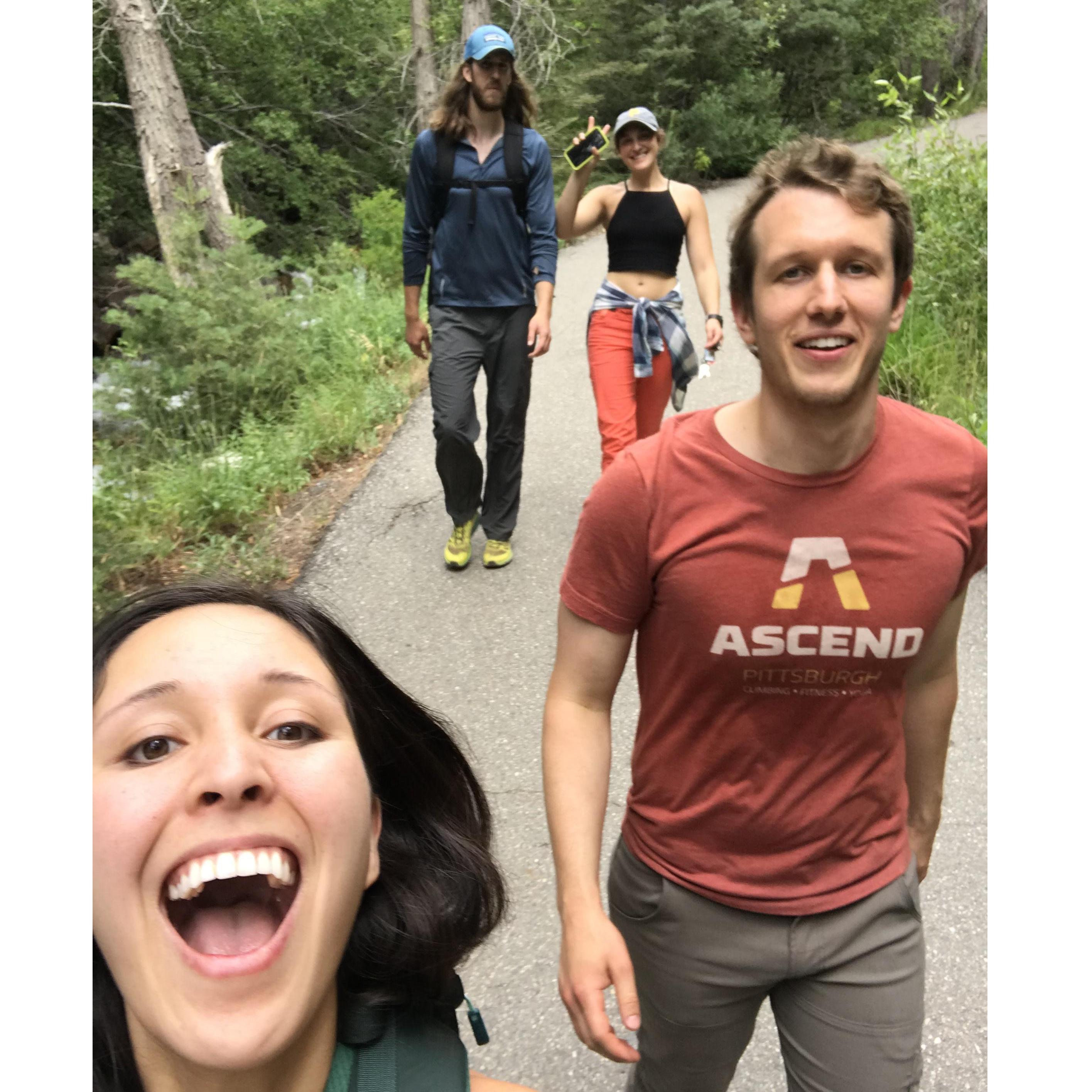 Jennifer surprised Luke for his birthday with a weekend trip to visit Curtis and Sam in SLC, Utah. They loved the hike up to Twin Peaks, followed by a trip to the climbing gym The Front.