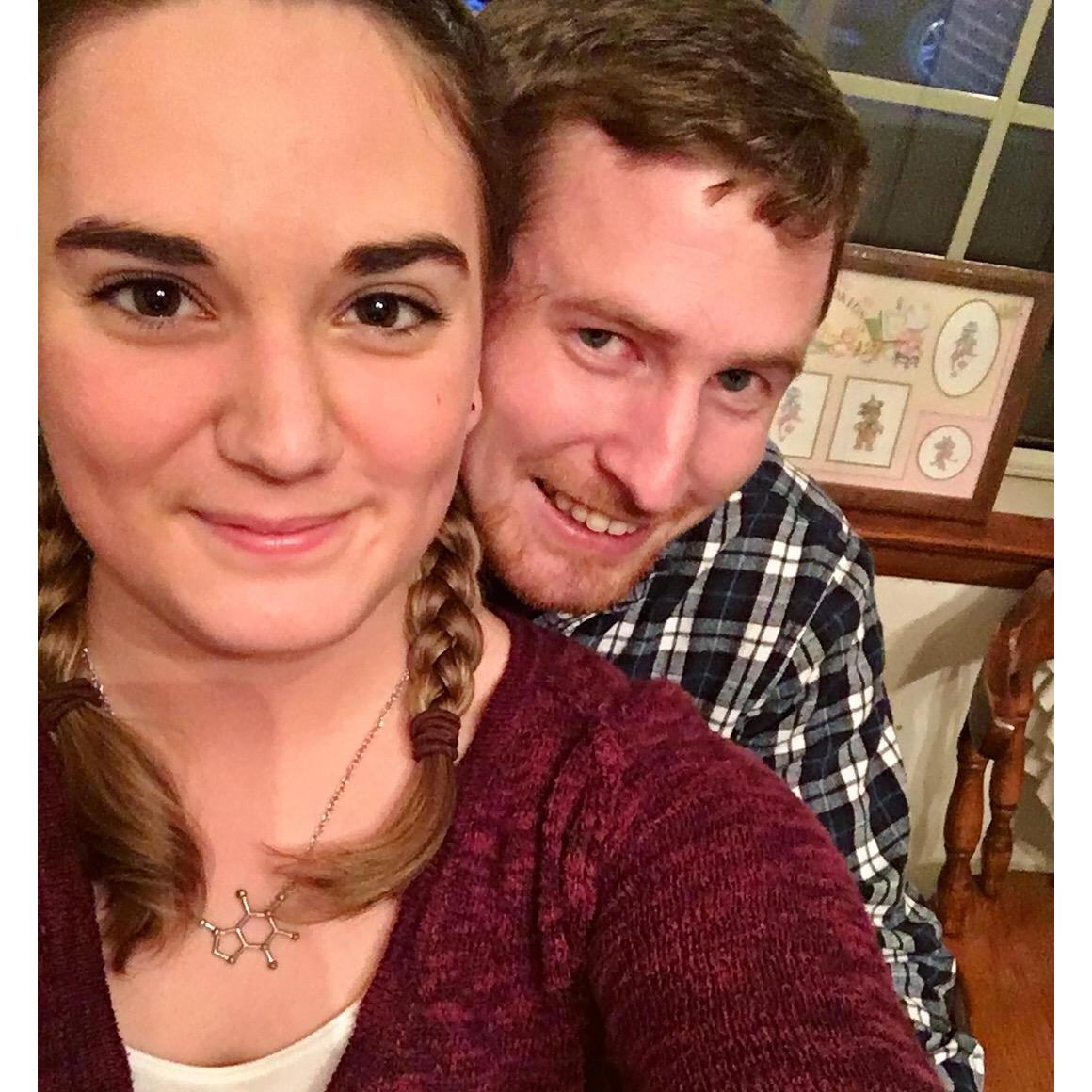 On our second date, Josh made Alycia dinner! We ate spaghetti, salad, and cheese while we watched the office.