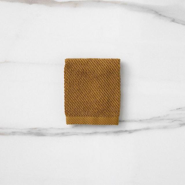 Diagonal Ribbed Bath Towel, Wash Cloth, Rust