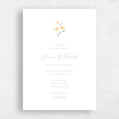 Yellow Floral Wedding Invitation - Regal Classic