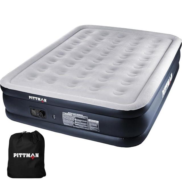 Pittman 18" Queen Air Mattress with Built in Pump - Comfort Series Queen Blow Up Mattress, Inflates & Deflates Fast, Folds Away - Treat Your Guests to A Luxury Air Mattress Queen with Built in Pump