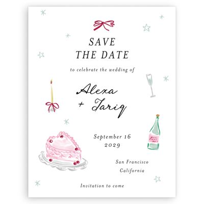 White Wedding Digital Save the Date - Moire Portrait