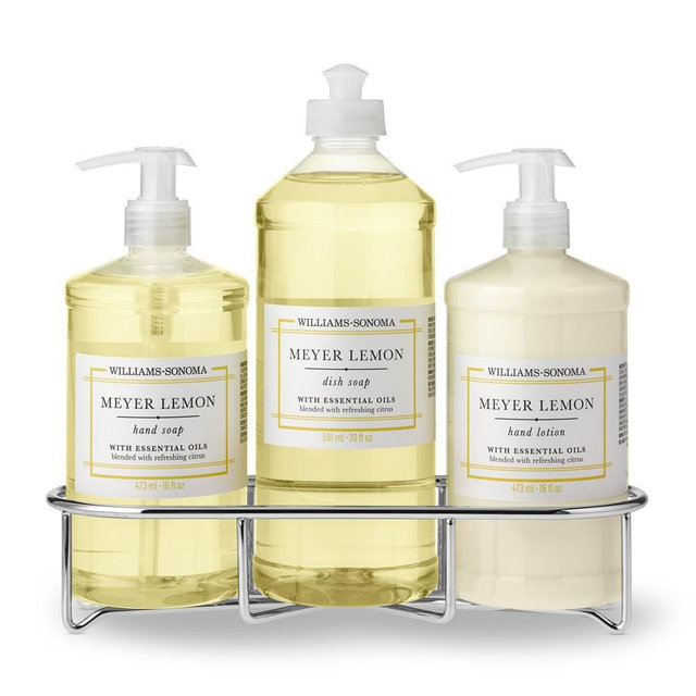Williams Sonoma Meyer Lemon Hand Soap & Lotion 4-Piece Kitchen Essentials Set, Classic