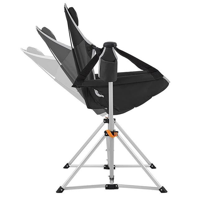 KingCamp Hammock Camping Chair Swinging Recliner Chair for Backyard Lawn Beach Camp Outside Indoor Adults Portable Lounger Folding Chair Hold Up to 300lbs with Carrying Bag Cup Holder (Black/Grey)