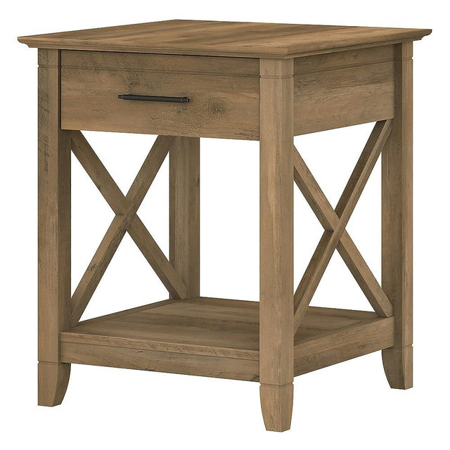 Bush Furniture Key West End Table with Storage Small End Table for Living Room in Reclaimed Pine Modern Farmhouse Accent Table
