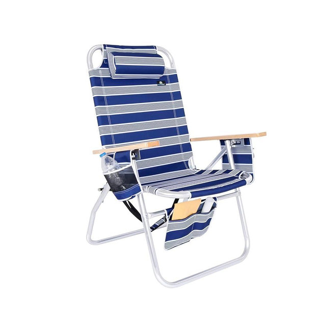 Large Heavy Duty Beach Chair for Big & Tall Adults, 300 lbs Capacity, Aluminum Tubing - 4 Reclining Positions