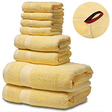 SEMAXE Luxury Bath Towel Set. Hotel & Spa Quality. 2 Large Bath Towels , 2 Hand Towels, 4 Washcloths. Premium Collection Bathroom Towels. Soft, Plush and Highly Absorbent. (Set of 8, yellow)