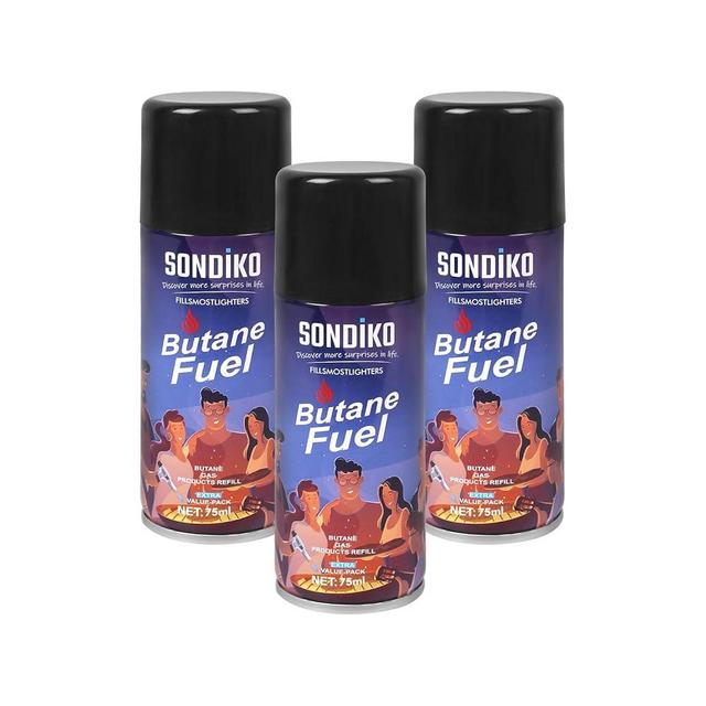 Butane Fuel Refill, Premium Butane Refill 75ml, Butane Fuel Canister for Torch Lighter, Kitchen Torch, Butane Torch, 3 Pack