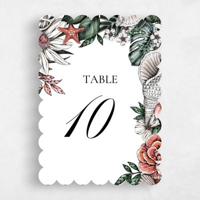 Pink Scalloped Wedding Table Number - Oahu