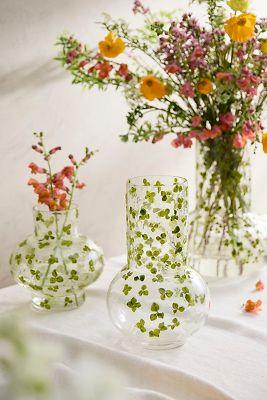 Pressed Floral Fluted Vase