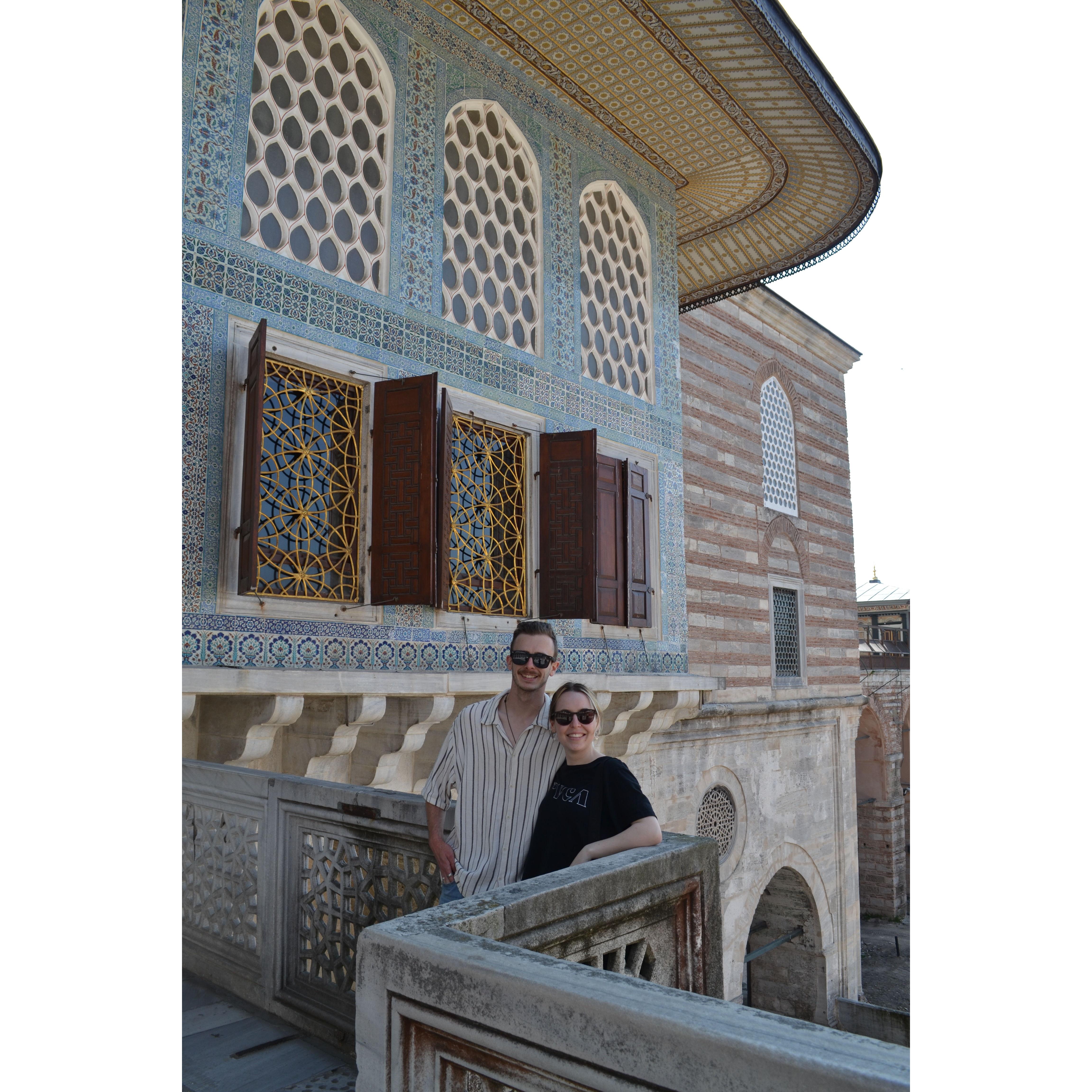 Istanbul, June 2025: At the Topkapi Palace - fun fact, they used to imprison brothers of the Sultan in the building behind us!