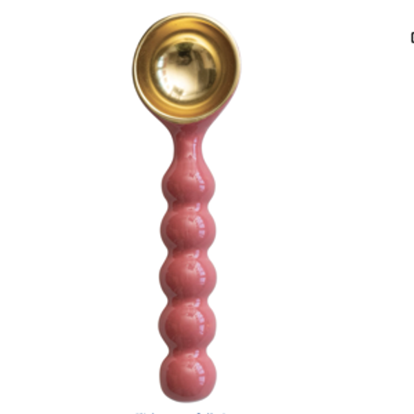 Enameled Aluminum Ice Cream Scoop, Pink and Gold