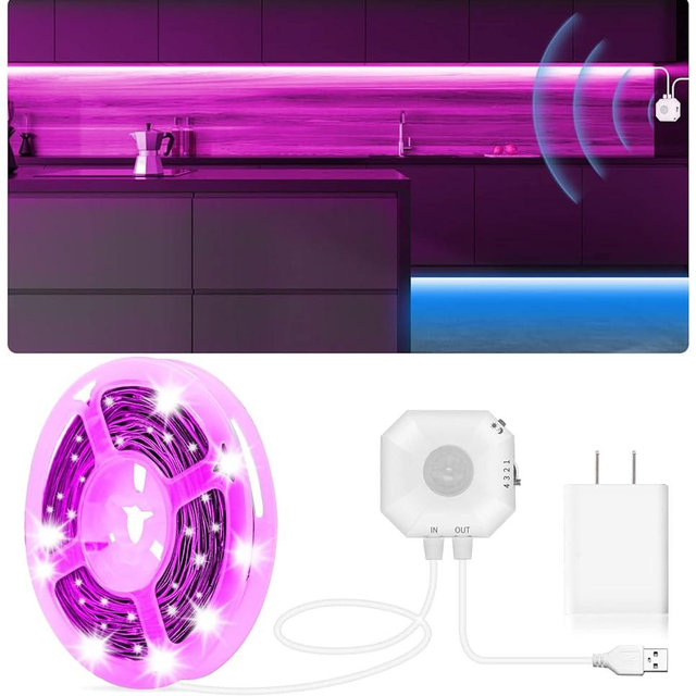 MATICOD Motion Sensor LED Strip Lights Indoor, Plug-in RGB Under Bed Lights for Bedroom, Under Cabinet With APP Control for Kitchen, Closet, Stair Night Light, 16.4ft