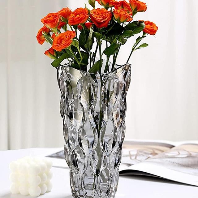 Yuccasly Crystal Glass Colorful Vase,Flower Vase Decor for Home Dining Table Living Room,Office Wedding Holiday Party,Handmade Decorative Flower Vase