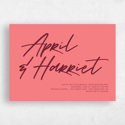 Coral, Pink Wedding Invitation - Bahama Landscape