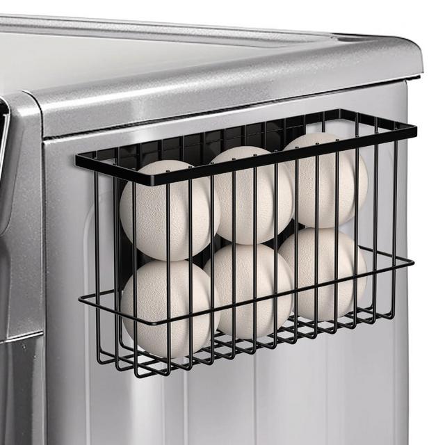 Moryimi Magnetic Dryer Ball Holder for Laundry Room Organization and Storage, Magnetic Lint Bin for Laundry Room, Iron Dryer Ball Container for Laundry Room Storage (No Balls, Black)