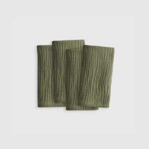 Organic Airy Gauze Napkins in Olive (Set of 4)