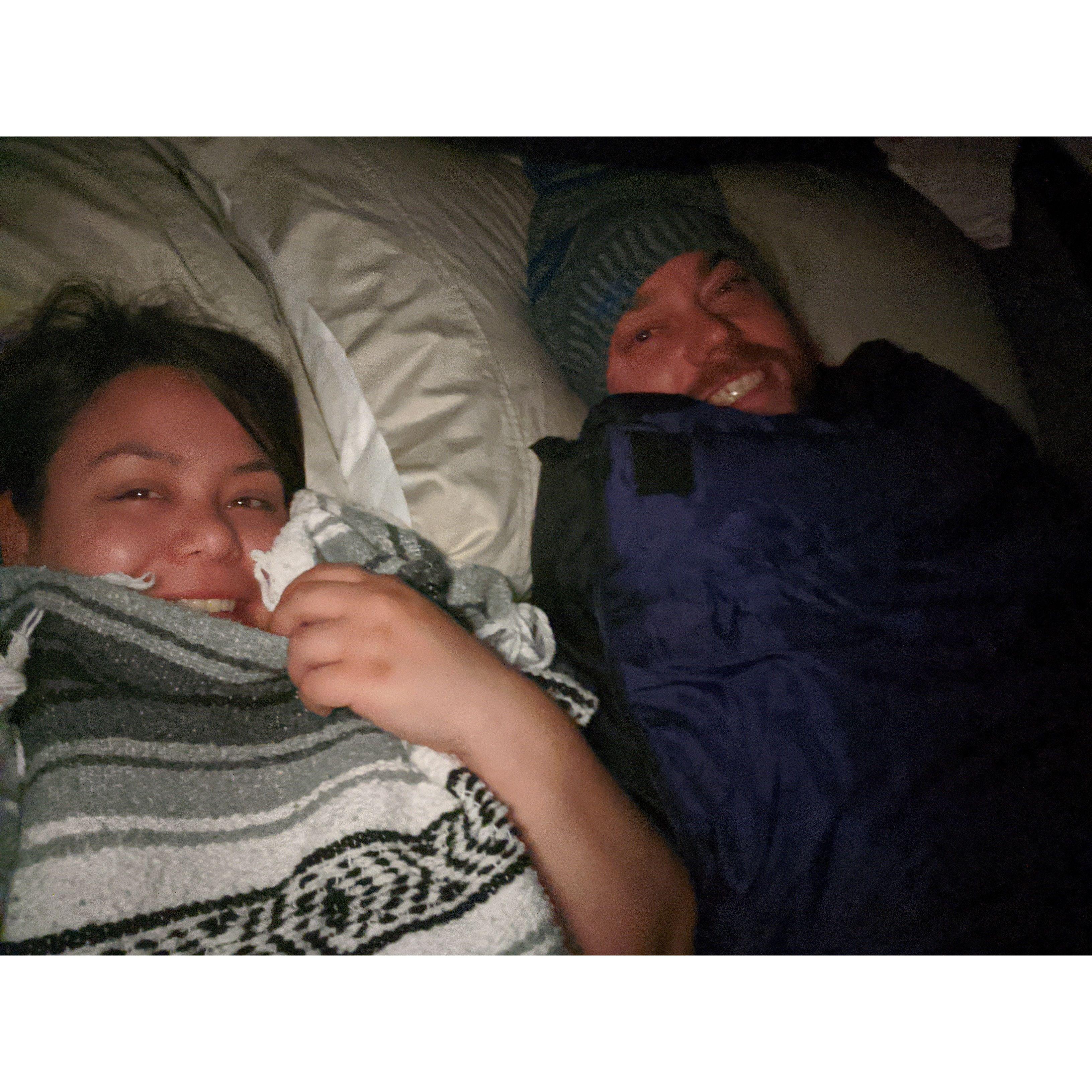 The night we camped in our backyard after purchasing our home.