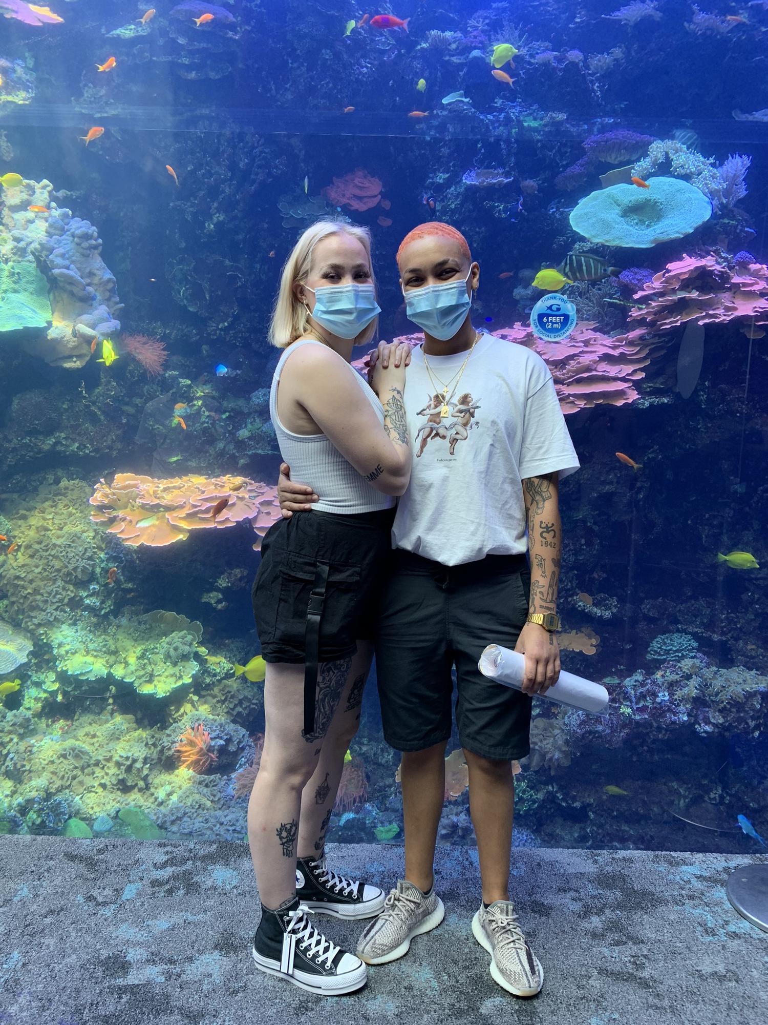 Us at the best aquarium we’ve been to, located in Atlanta.