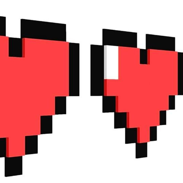 Kubik Letters Game Room Decor – Cool Gaming Stuff, Gamer Gifts for Boys & Men, Retro Wall Sign with Adhesive Tapes, Inspired by Classic Pixel 8-Bit and Block-Building Video Games – 2.5 Hearts