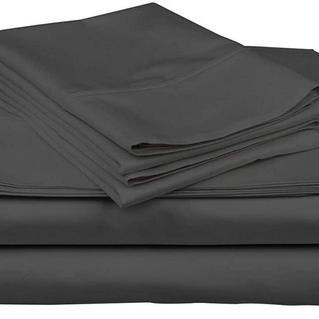 Pure Egyptian Queen Size Cotton Bed Sheets Set (Queen, 800 Thread Count) Dark Grey Bedding and Pillow Cases (4 Pc) – Egyptian Cotton Sheets Queen Size Bed- Sateen Sheets - 15” Deep Pocket Queen Sheets